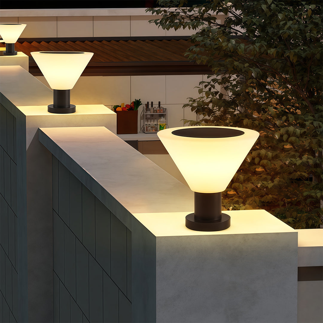 Minimalist Outdoor Garden Pillar Light — Stainless Steel, IP65, Solar or Hardwired E27, 3-Step Dimming, Black / White