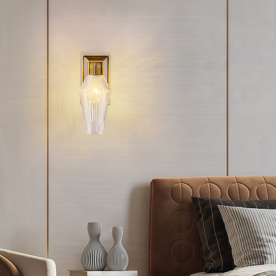 French Retro Brass Wall Sconce — Translucent Glass Shade, G9, Hardwired