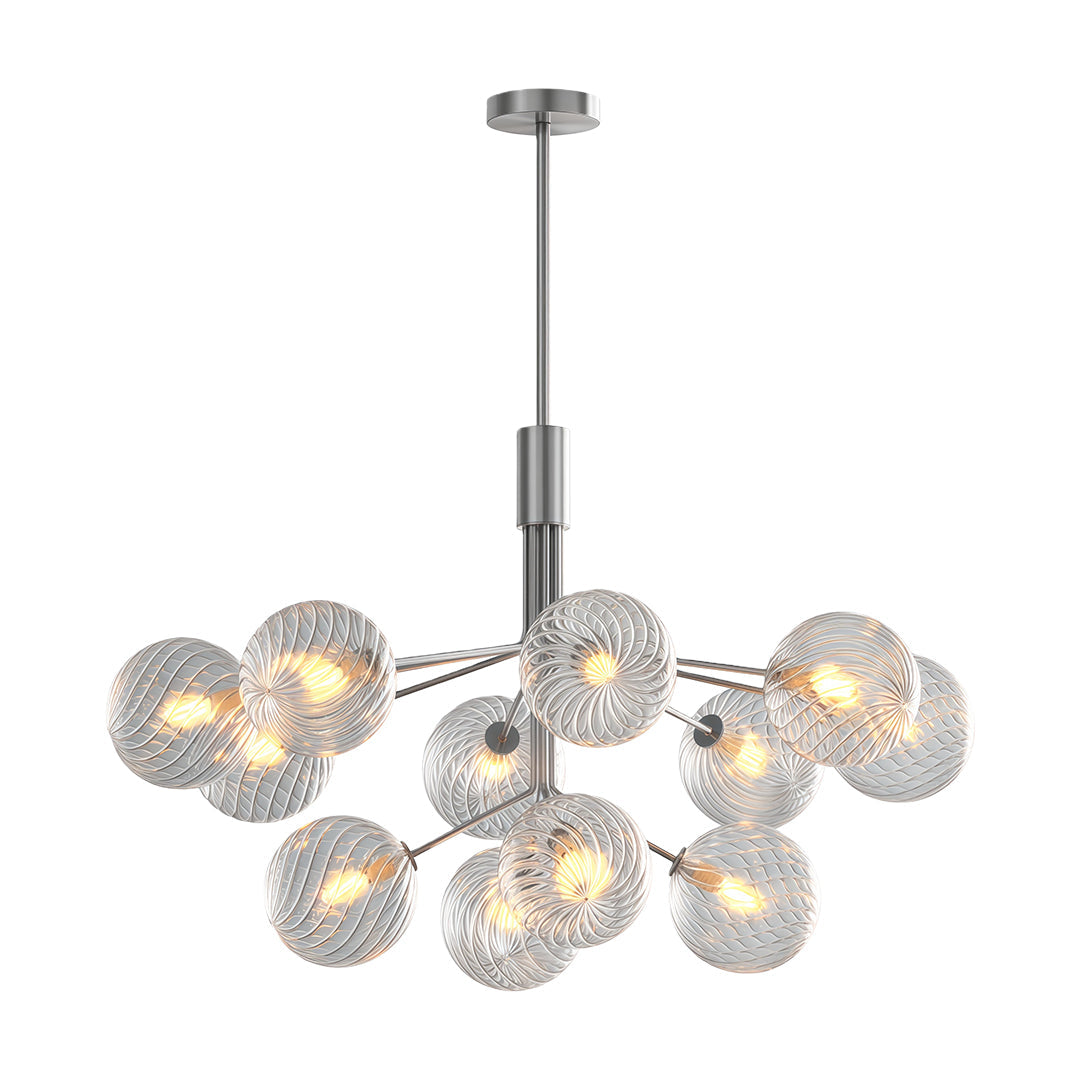 Glass Ball Chandelier — Solid Copper, G9, 9-, 12-, or 18-Light, Copper / Nickel / Black