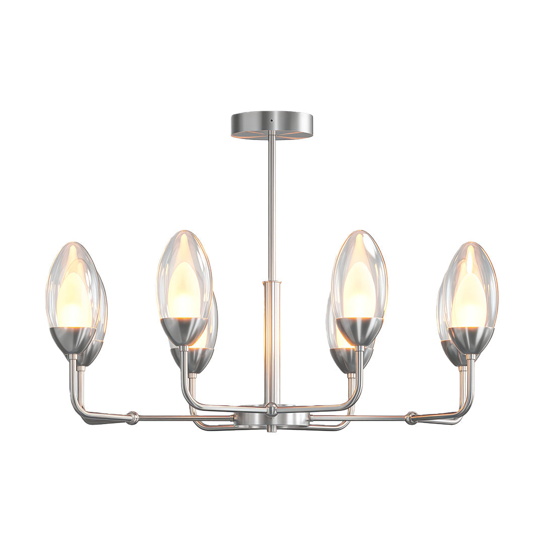 Modern Minimalist Copper Chandelier — Full-Copper Frame, Transparent Glass, G9, 6-, 8-, or 10-Light