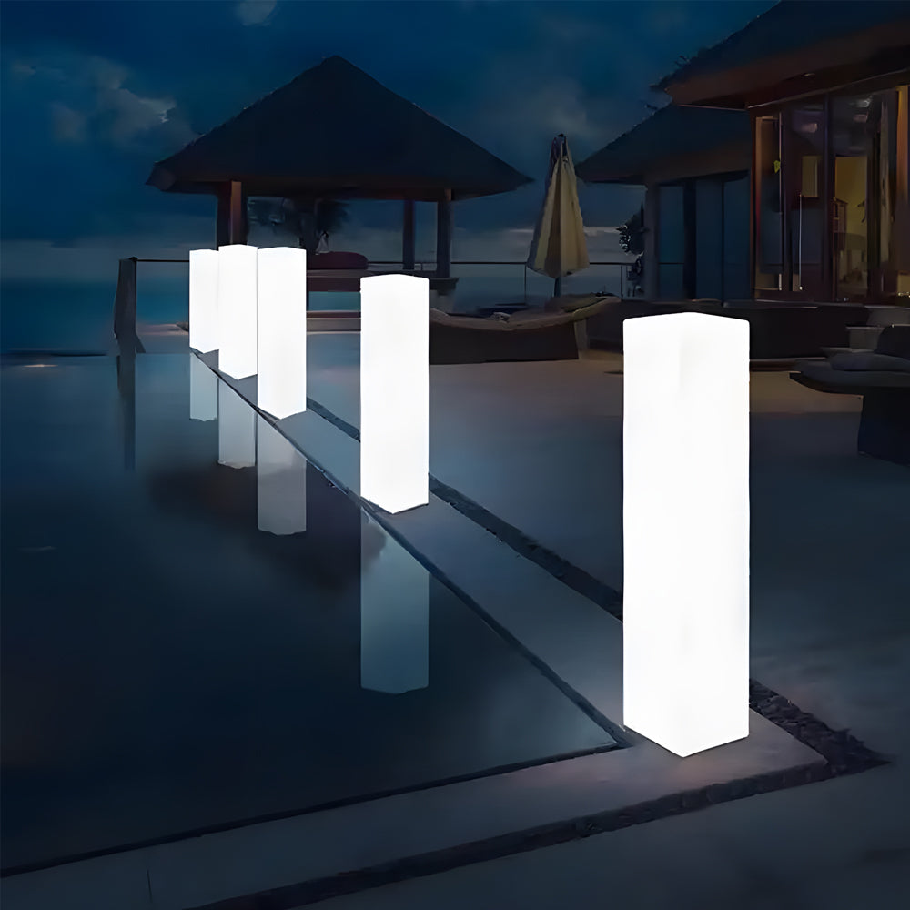Square Outdoor Floor Lamp — PE, LED, 16-Color + 4-Gradient Modes, Remote Control, IP65, 5W, USB Rechargeable or Hardwired