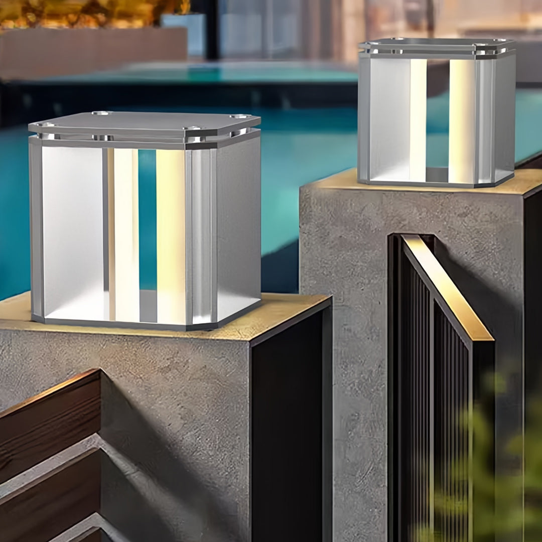 Main Gate Pillar Light — Stainless Steel, 16W LED, IP65 Weatherproof, Black or White