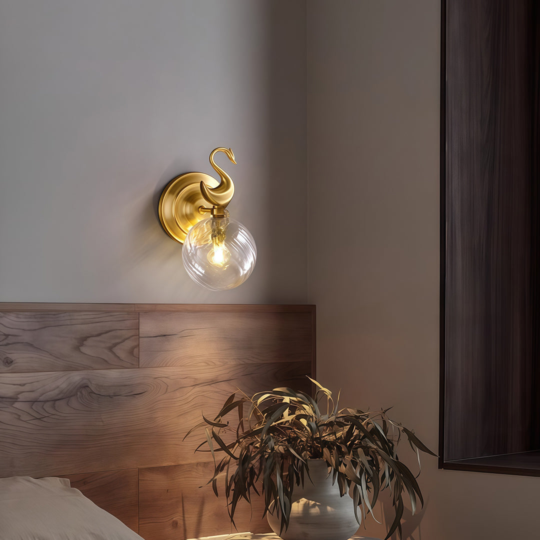 Modern Minimalist Wall Sconce — Brass, Transparent Glass Shade, G9 Hardwired