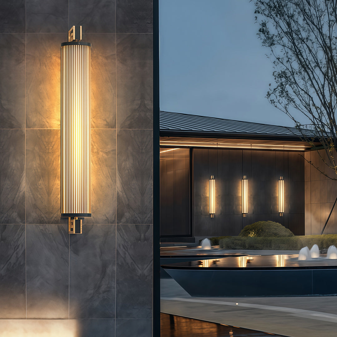 Modern Outdoor Linear Wall Light — Stainless Steel, White Acrylic, 3000K, IP65, 15W / 30W, Hardwired
