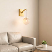 Glass Ball Wall-Mounted Pendant Sconce — Copper Frame, G9, Clear Glass Shade