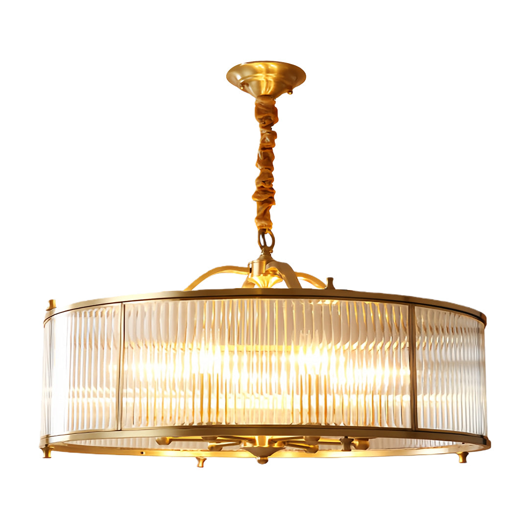 Ship's Rudder Semi-Flush Pendant — Full Copper Brass, Transparent Glass, 3-Step Dimming (3000K/4500K/6000K), 15.75"–23.62"
