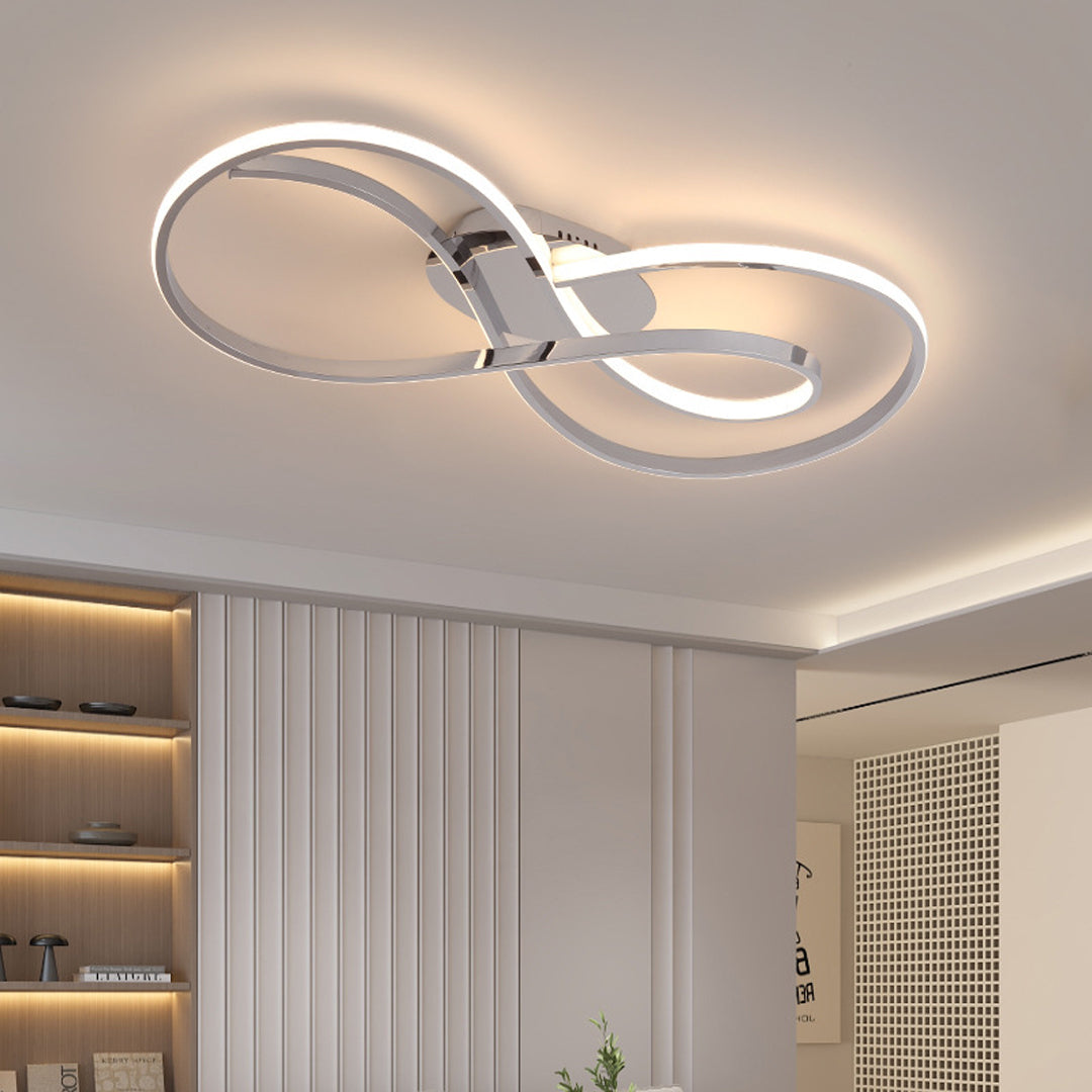 Art Deco Geometric Flush-Mount Ceiling Light — Metal, LED, Dimmable, Black / Chrome / Gold, 23.6" or 31.5"