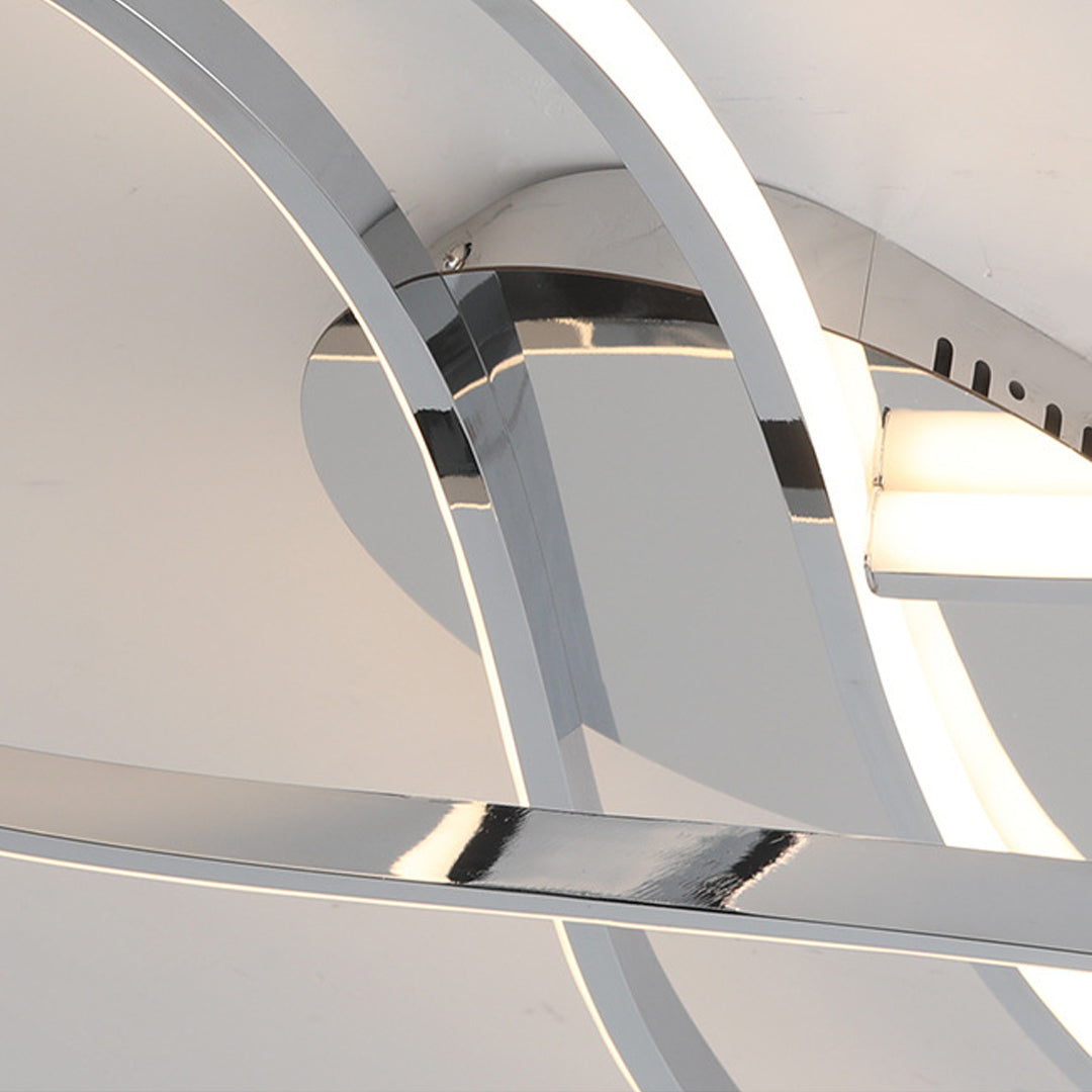 Art Deco Geometric Flush-Mount Ceiling Light — Metal, LED, Dimmable, Black / Chrome / Gold, 23.6" or 31.5"