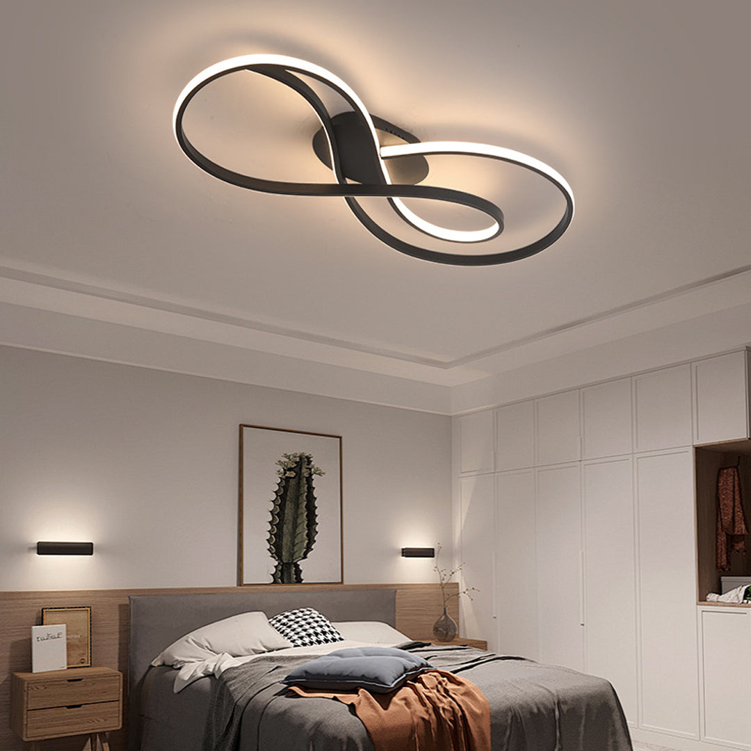 Art Deco Geometric Flush-Mount Ceiling Light — Metal, LED, Dimmable, Black / Chrome / Gold, 23.6" or 31.5"