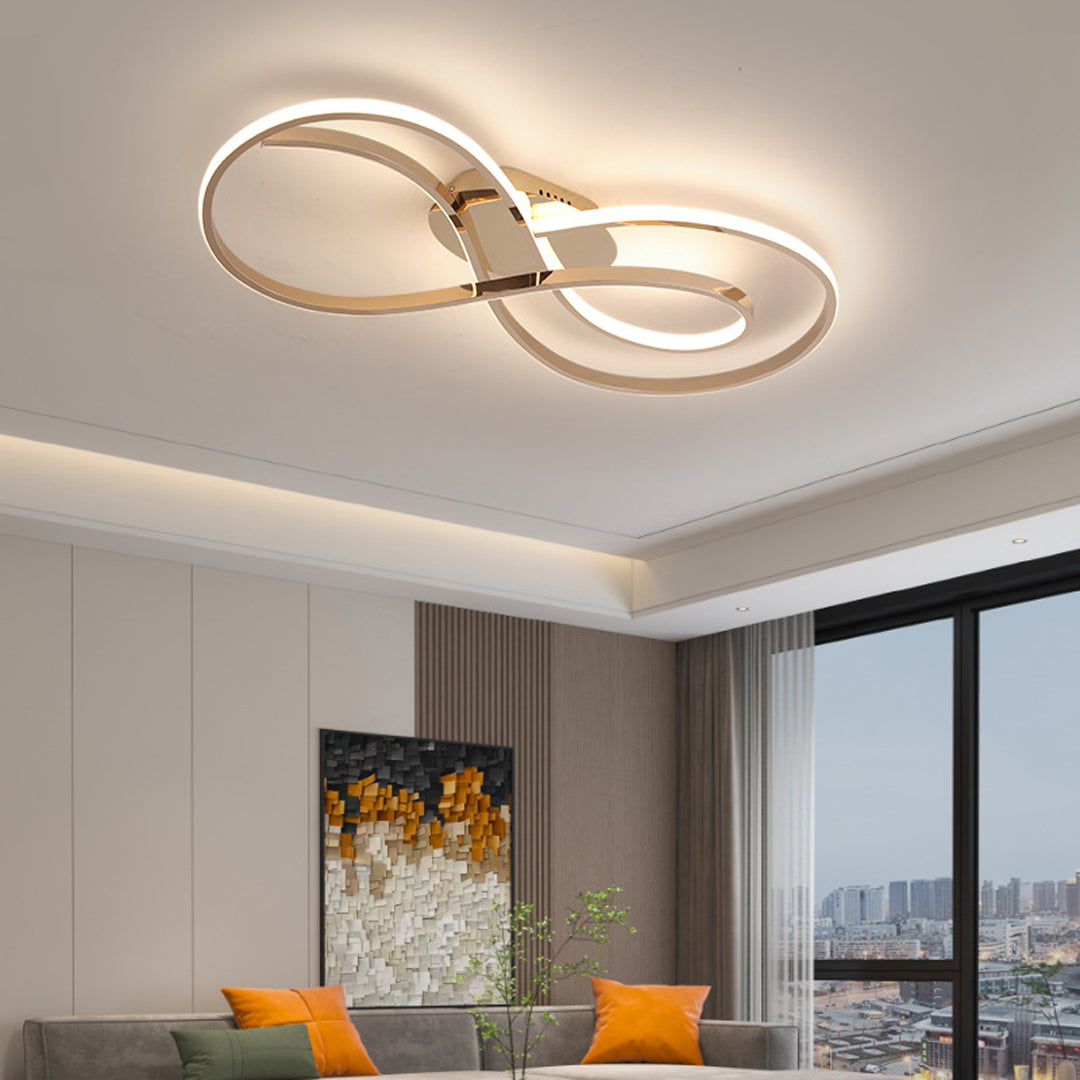 Art Deco Geometric Flush-Mount Ceiling Light — Metal, LED, Dimmable, Black / Chrome / Gold, 23.6" or 31.5"