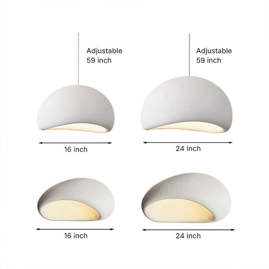 Art Deco Wabi-Sabi Flush Mount / Pendant — White Metal, PS Diffuser, 12W Dimmable, Remote Control