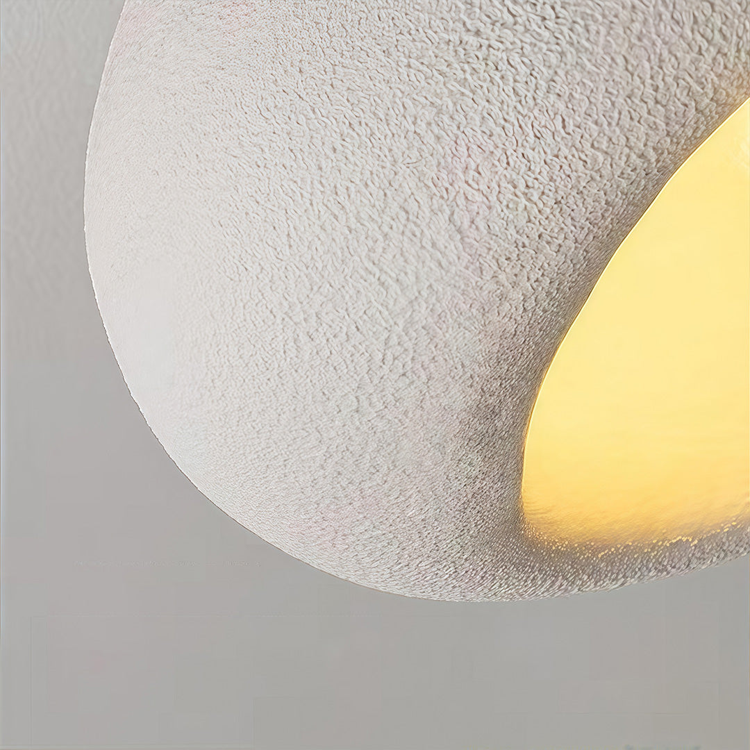 Art Deco Wabi-Sabi Flush Mount / Pendant — White Metal, PS Diffuser, 12W Dimmable, Remote Control