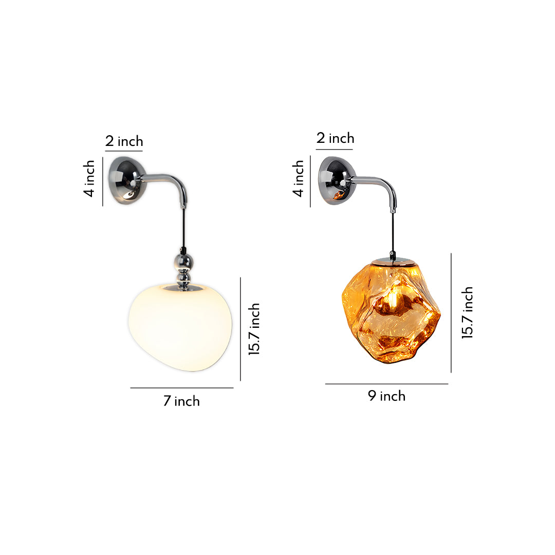 Art Deco Diffused Wall Sconce — Iron, Three-Step Dimming (3000K/4500K/6000K), E27, White / Gold / Rose Gold / Silver