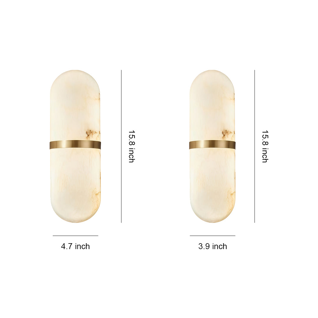 Retro Japanese Marble Wall Sconce — Copper and Iron, 6.5W LED, White Marble Shade