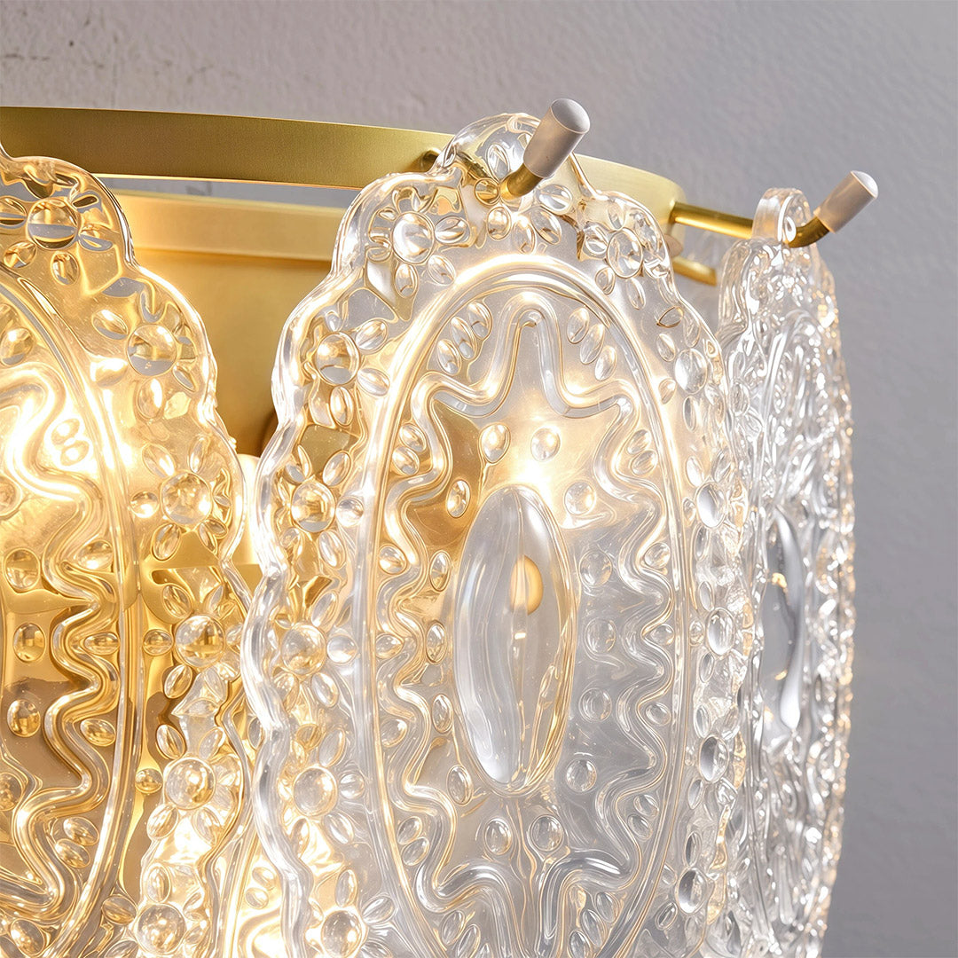 French Art Deco 3-Light Wall Sconce — Copper Frame, Transparent Glass Shades, E14, 11.81" Wide