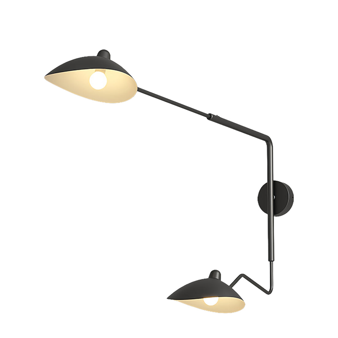 Vintage Swing-Arm Wall Sconce — Iron, E27 LED, 3-Step Dimming, 360° Rotatable, 1- or 2-Light, 4 Sizes