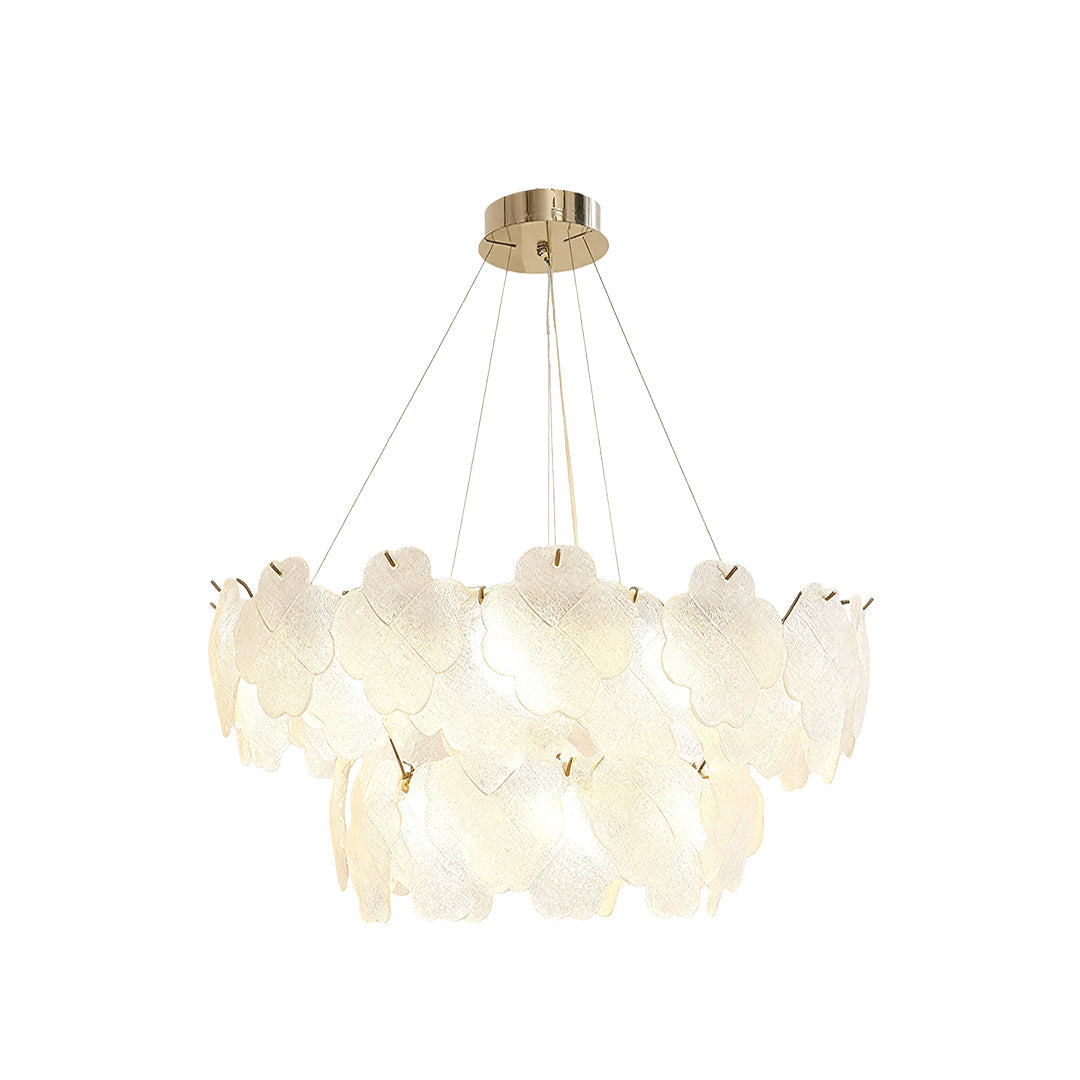 French Country Flower Chandelier — Iron and Glass, 3-Step Dimming, Adjustable Chain, Single / Double-Layer or Long-Row