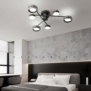 artistic matte black copper semi flush mount ceiling light with multiple heads