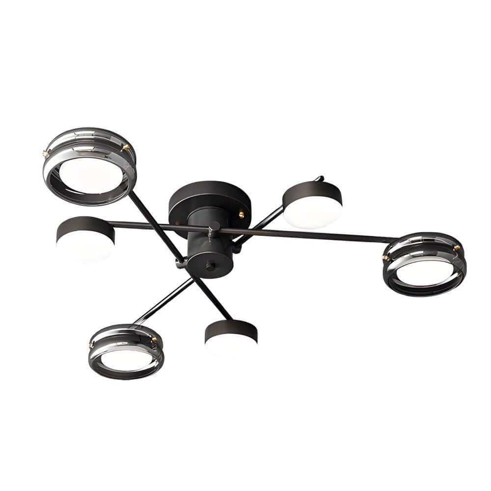 artistic matte black copper semi flush mount ceiling light with multiple heads
