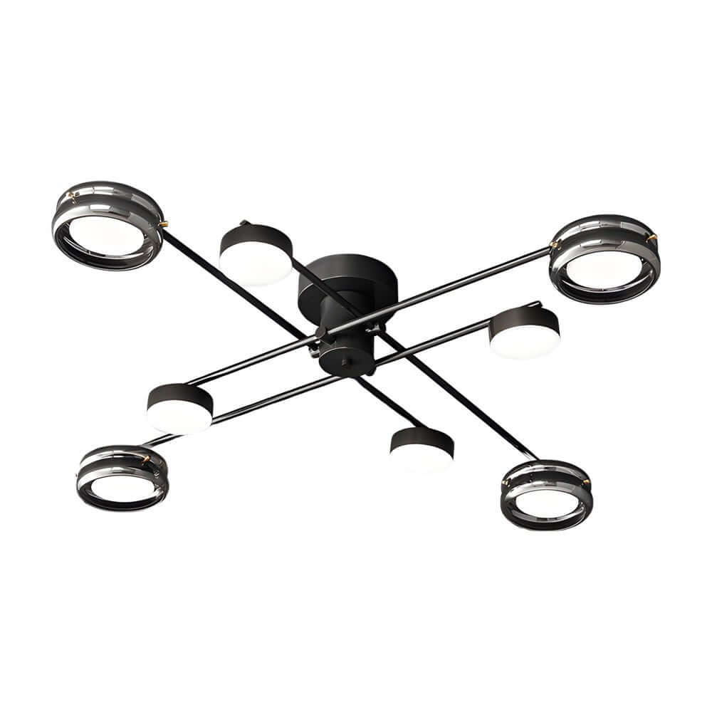 artistic matte black copper semi flush mount ceiling light with multiple heads