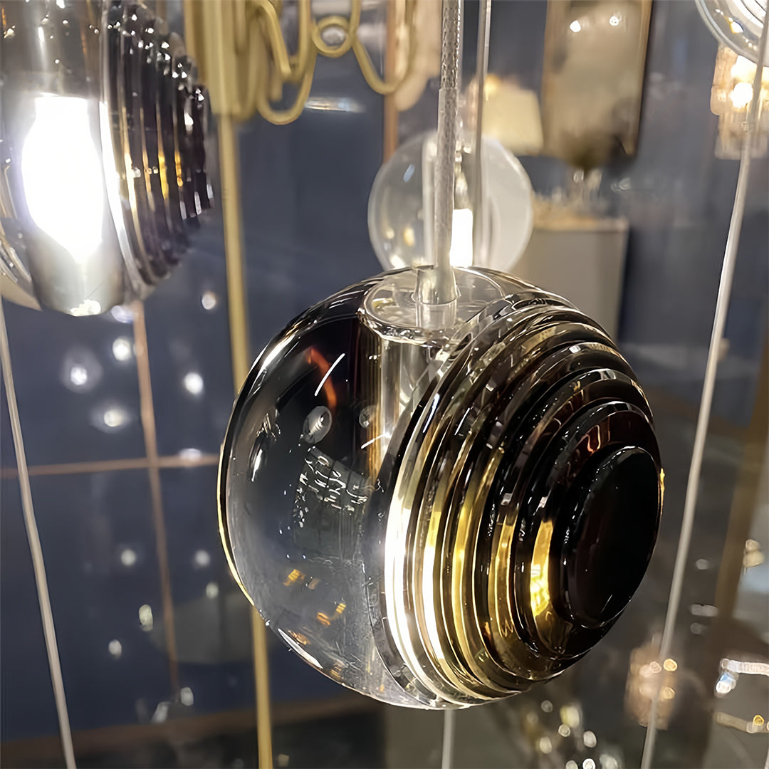 Crystal-Accented Mini Pendant Light — Metal, 1-Light, 12W, G4, 3000K Warm White, Adjustable 70.87" Cord