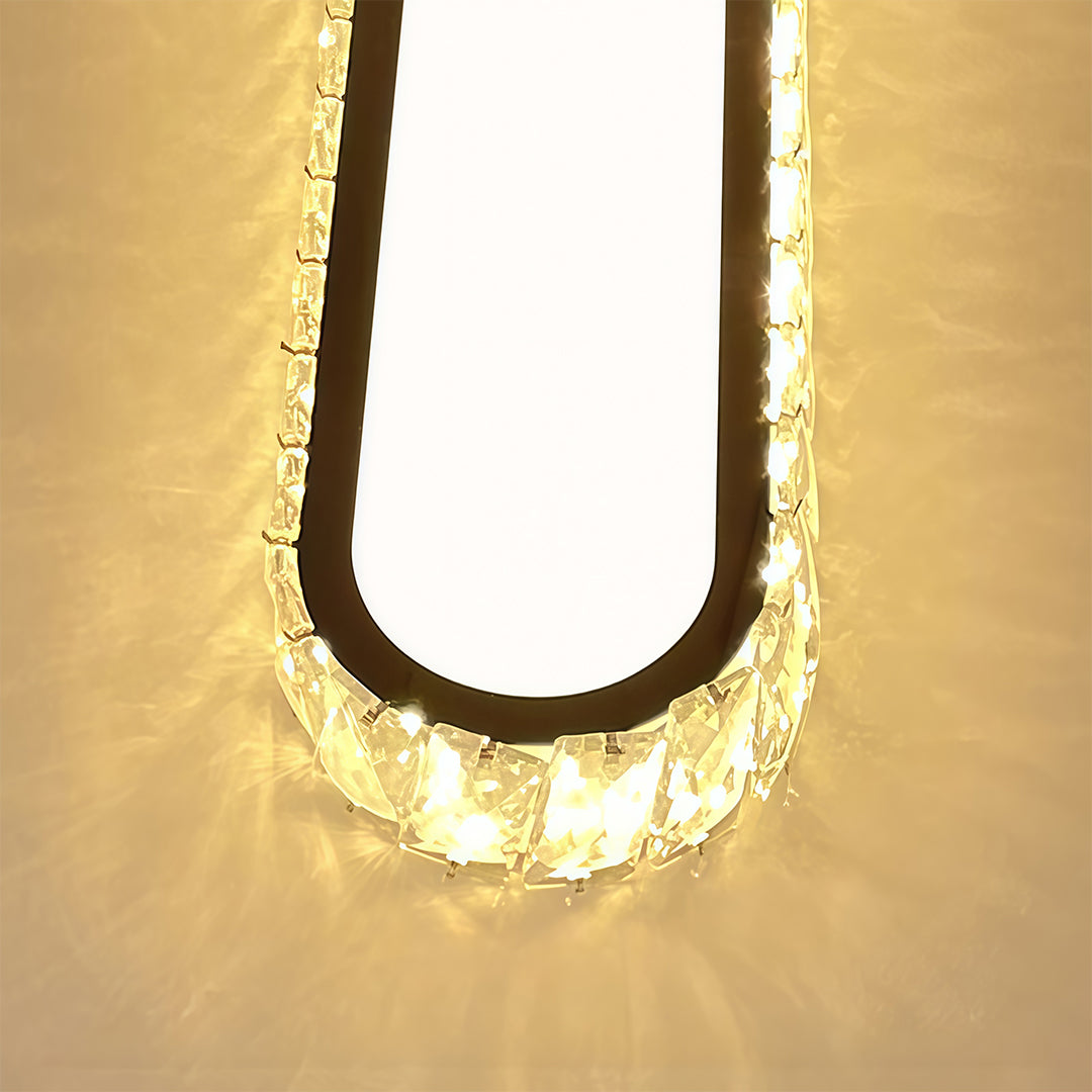 Modern Minimalist Crystal Flush-Mount Light — Stainless Steel, LED, Three-Color Dimming, 15.7"–39.4"