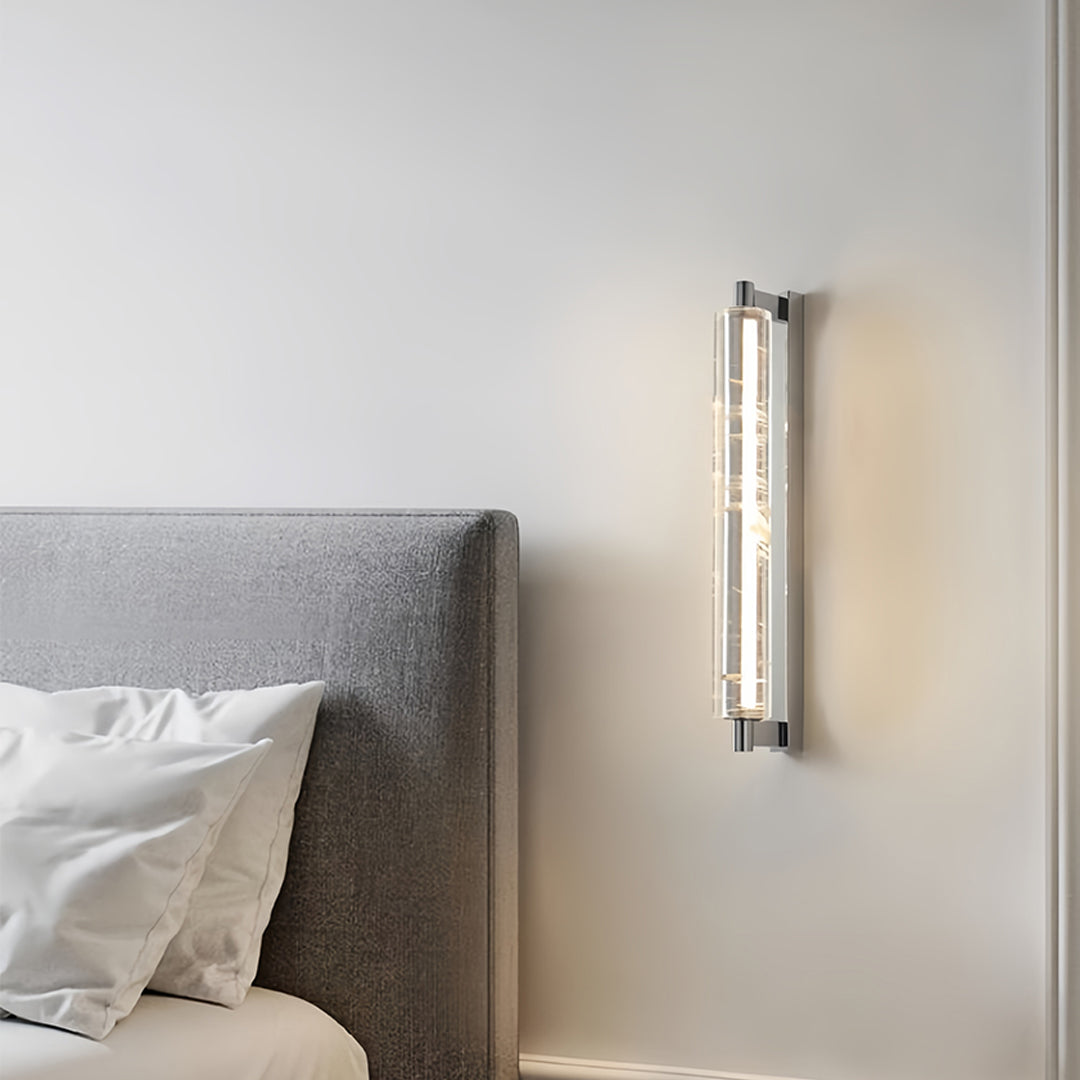 Minimalist Linear Wall Sconce — Chrome Metal with Crystal Accents, 7.3W LED, 3000K, IP20
