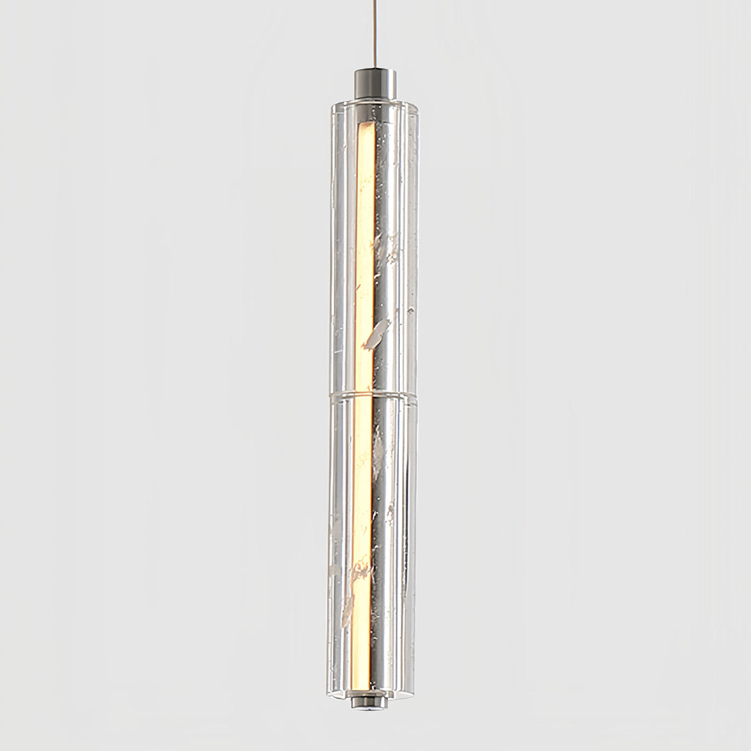 Minimalist Linear Crystal Pendant — Chrome Metal, 1-Light, 6.8W–10.2W Dual Mode, Adjustable Height