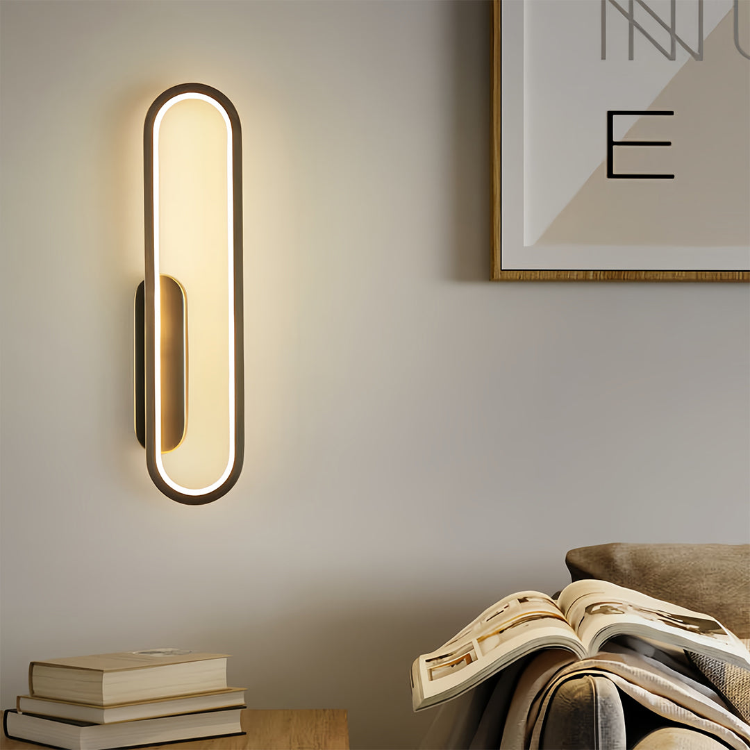 Minimalist Oval Ambient Wall Sconce — Aluminum, Silicone Shade, 19W LED 3000K, 15.75" Height
