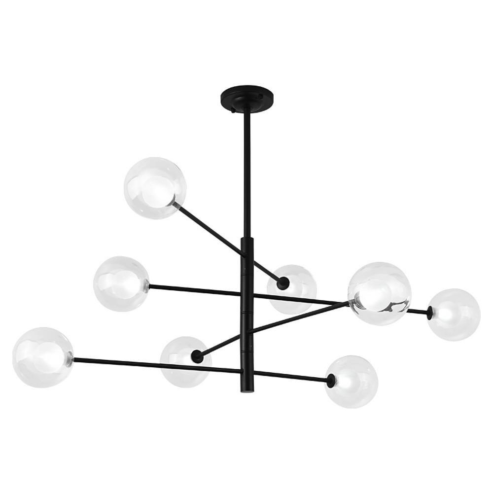 Linear Sputnik Chandelier — Matte Black, 8-Light, Clear Glass Spheres, G9, 42"