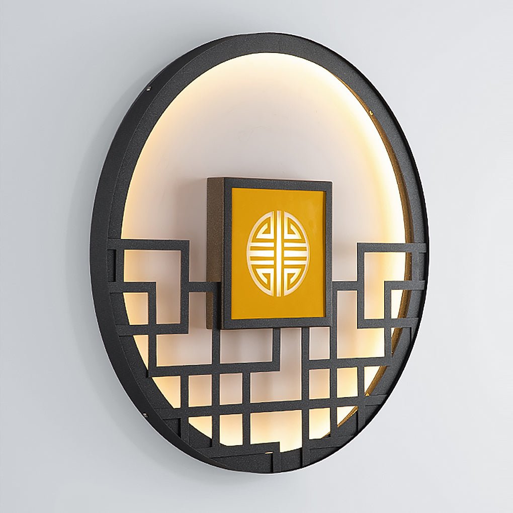 Round Retro Hollow Outdoor Wall Sconce — Stainless Steel, LED 15–35W, IP54, 14" to 47"