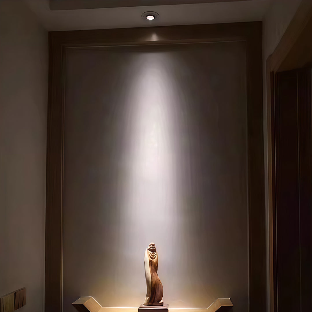 Deep-Bowl Recessed Spotlight — Aluminum, 8W LED, 15° Beam, 30° Adjustable, 3000K, Black / White