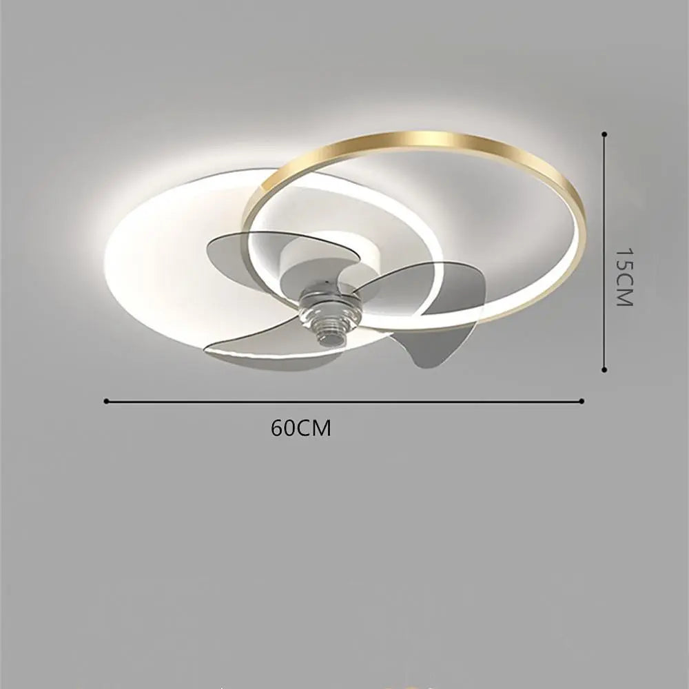 24'' Dimmable LED Circle Flush Mount Ceiling Fan with Remote Control for Bedroom Lighting Luxe