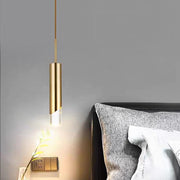 Crystal Column Mini Pendant — Gold-Finish Iron, Elongated Cylinder, GU10 LED, 3-Step Dimming, 2700K / 6000K
