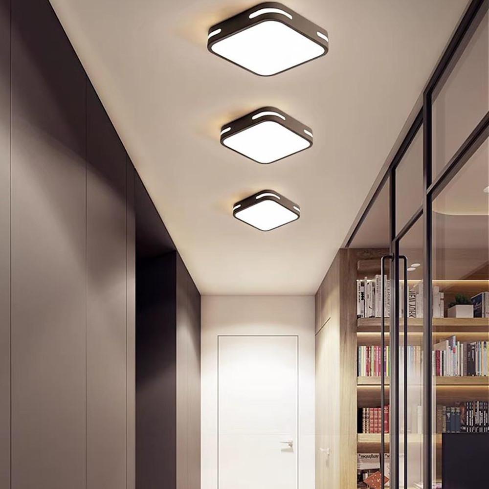 Square Flush-Mount Ceiling Light — Metal and Acrylic, LED Integrated, 20W, 9"