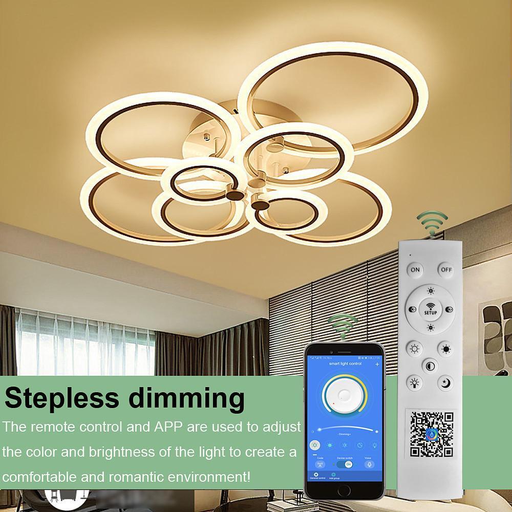Tiered Circles Flush-Mount Ceiling Light — Aluminum & Acrylic, 2800K–7000K, 4-Light / 6-Light / 8-Light