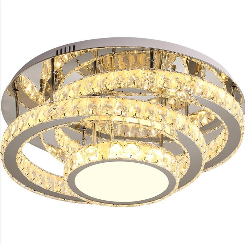 Industrial Flush-Mount Ceiling Light — Gradated Acrylic & Stainless Steel, Integrated LED, 20"
