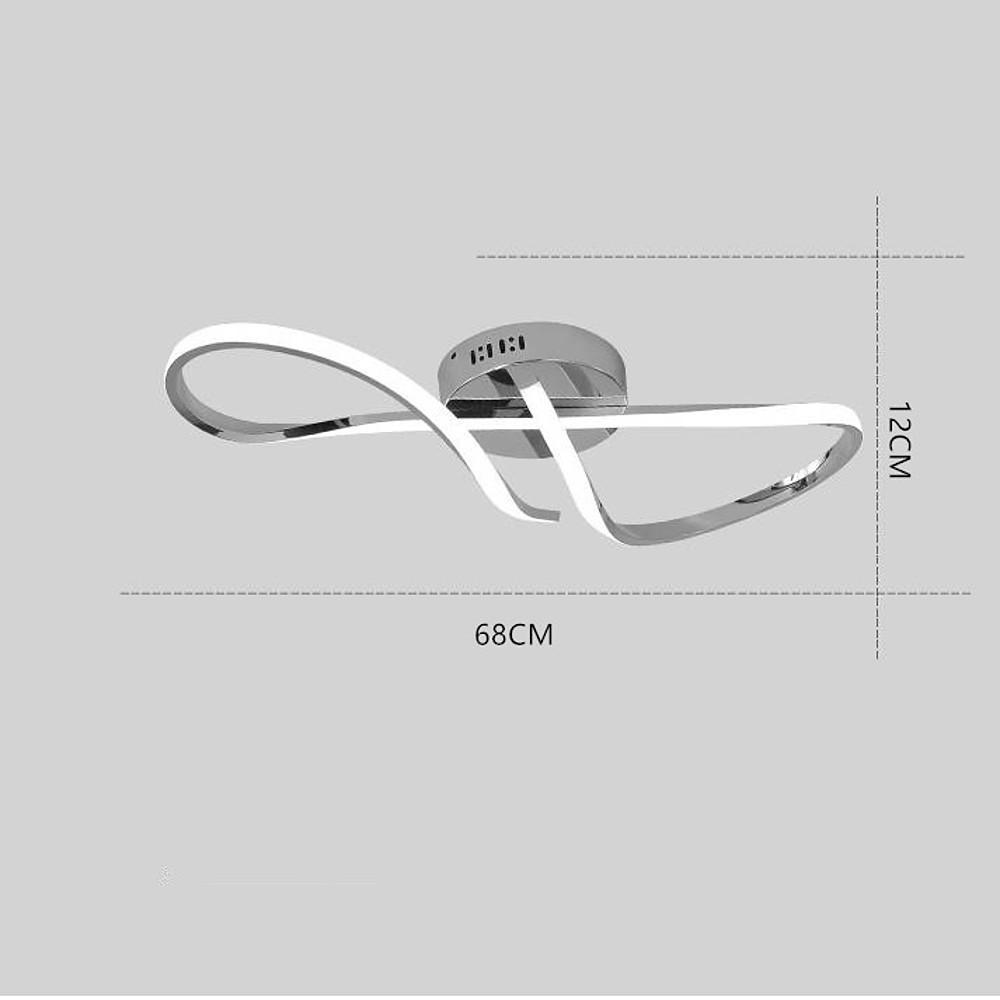 Wavy Linear Semi-Flush Mount Ceiling Light — Electroplated Metal, 27", LED Integrated, Dimmable with Remote