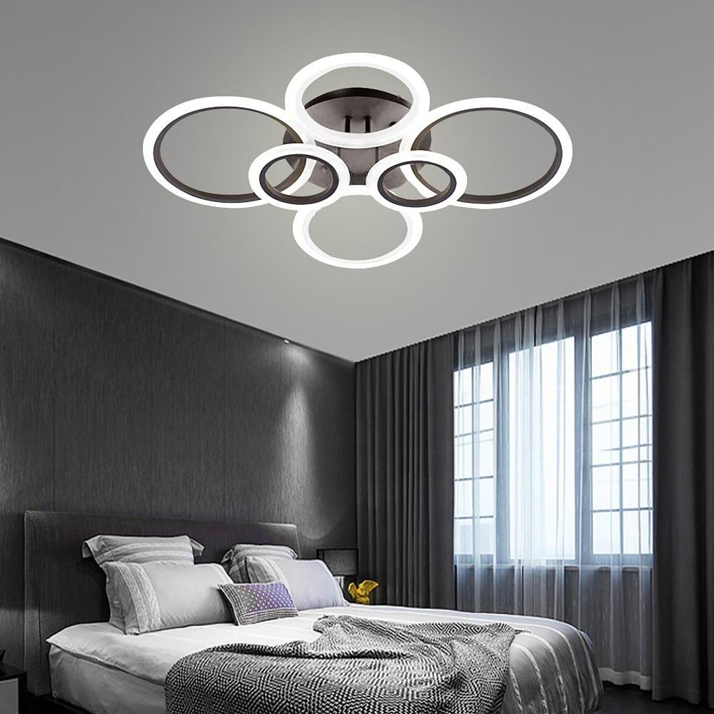 Tiered Circles Flush-Mount Ceiling Light — Aluminum & Acrylic, 2800K–7000K, 4-Light / 6-Light / 8-Light