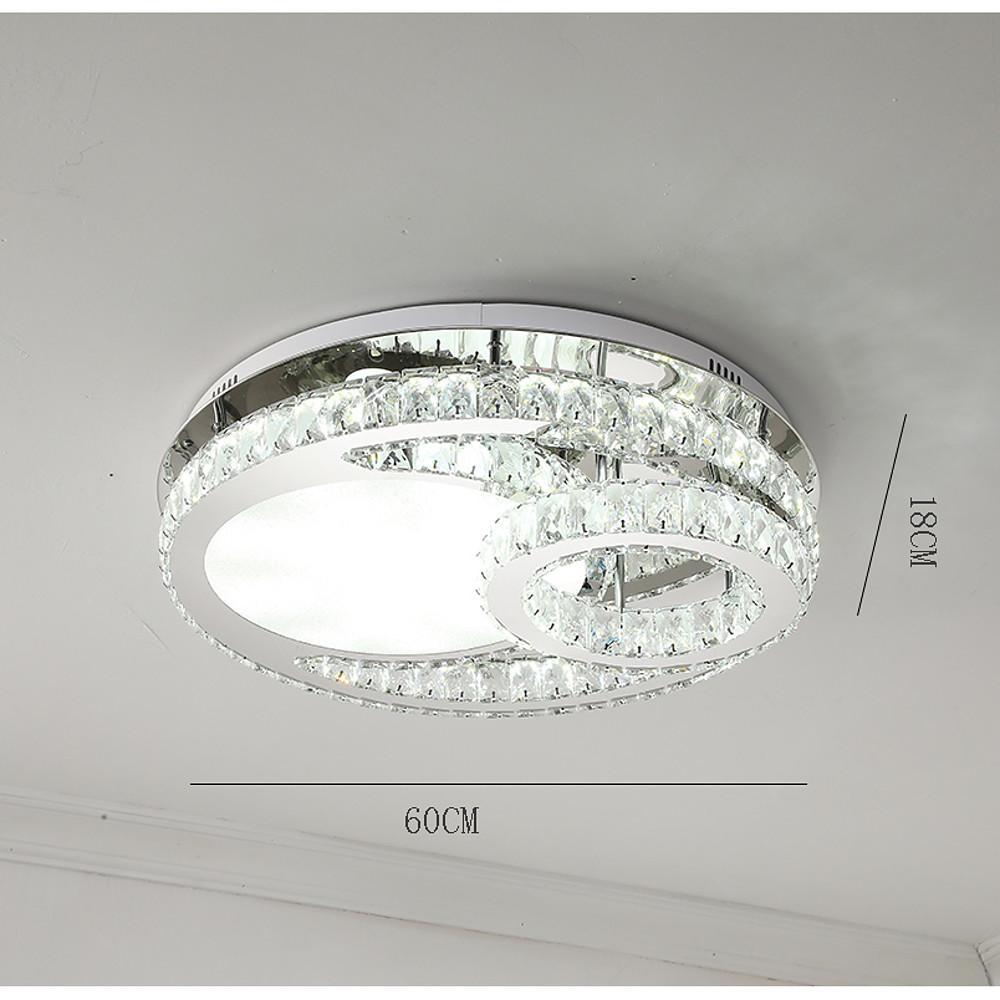 Overlapping Circles Crystal Flush-Mount Ceiling Light — Stainless Steel, LED, 20" Diameter