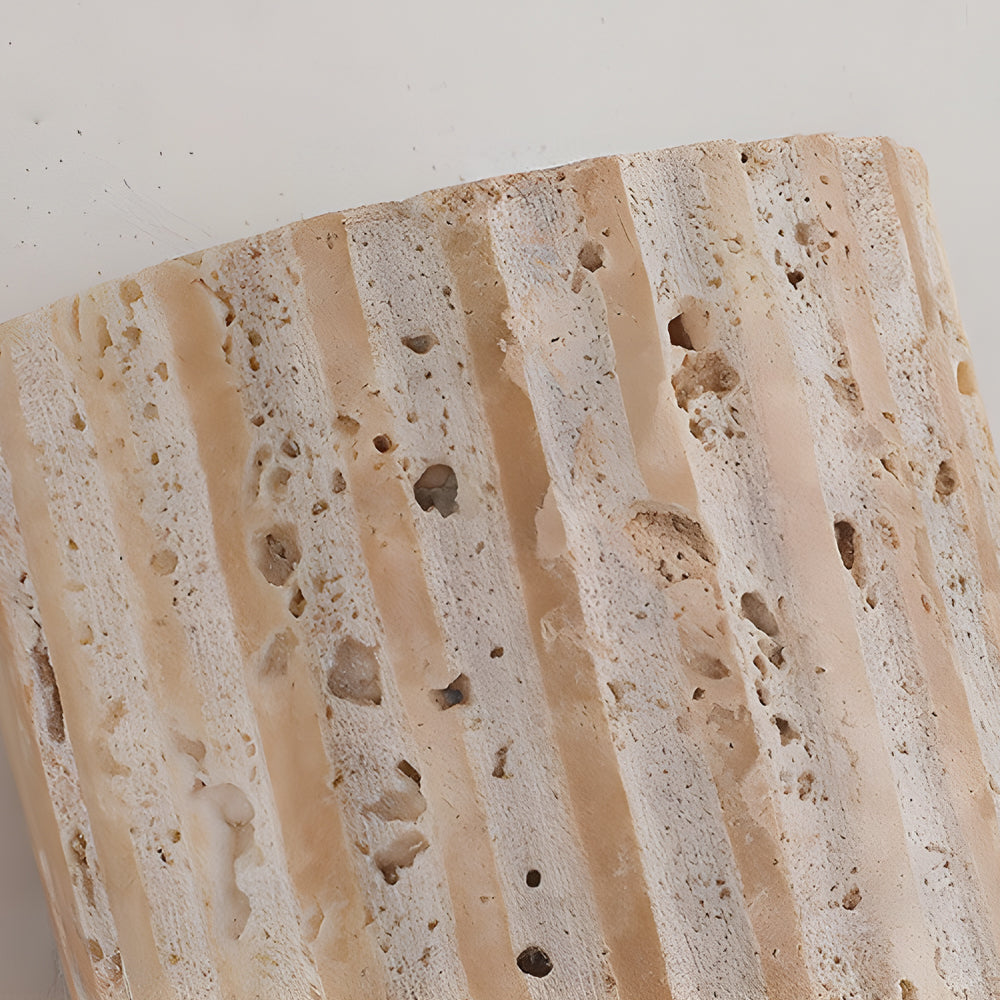 Minimalist Rectangular Up/Down Wall Sconce — Yellow Travertine, 9W LED, 3000K Warm White, Hardwired