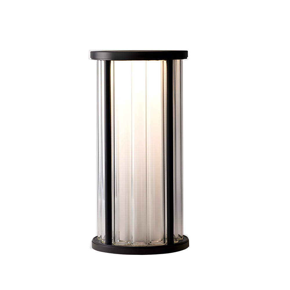 Cylinder Outdoor Lantern — Stainless Steel & Acrylic Crystal, 4W LED, 3000K, IP65, Solar / Hardwired, Pendant or Lawn Stake