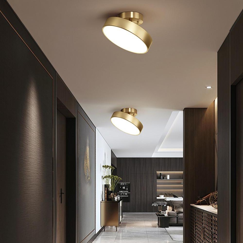 Circular Adjustable LED Flush-Mount Ceiling Light — Electroplated Copper, Acrylic Shade, 12/18W, 3000K/4500K/6500K