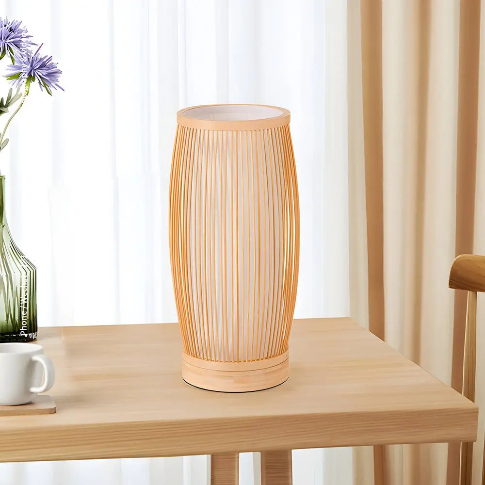 Bamboo LED Table Lamp with Japanese Lantern Design Luxe