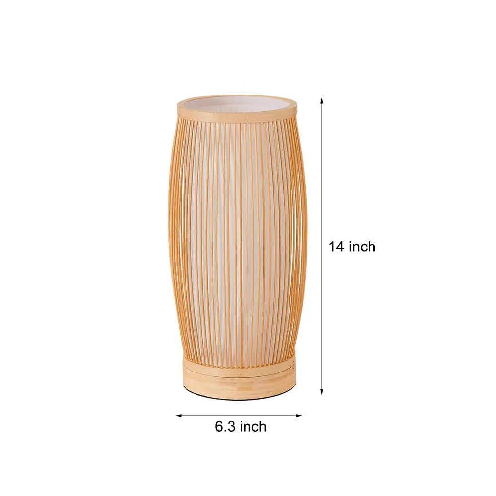 Bamboo LED Table Lamp with Japanese Lantern Design Luxe
