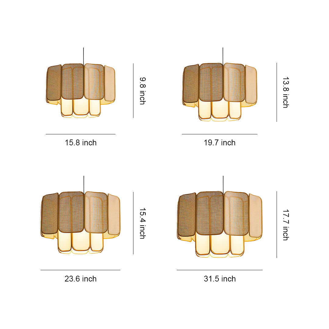 Wabi-Sabi Bamboo & Rattan Pendant — Handwoven, LED E27, 59.1" Adjustable Cord, Natural or Coffee Brown, 4 Sizes