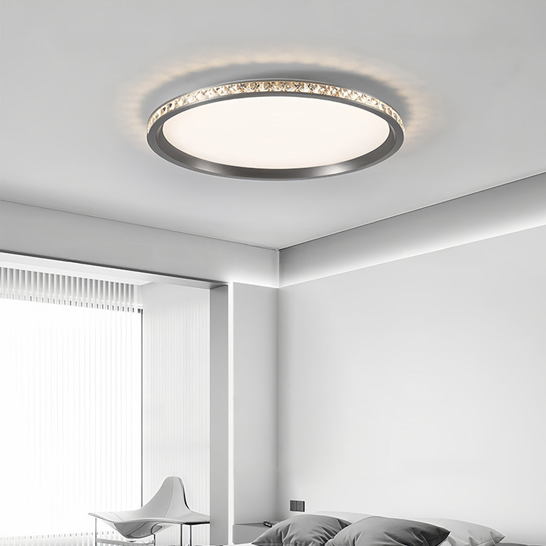 Ultra-Thin Round Flush-Mount LED Ceiling Light — Aluminum, Acrylic, 40–60cm, 76–116W, 3-Step Dimming, Eye Protection