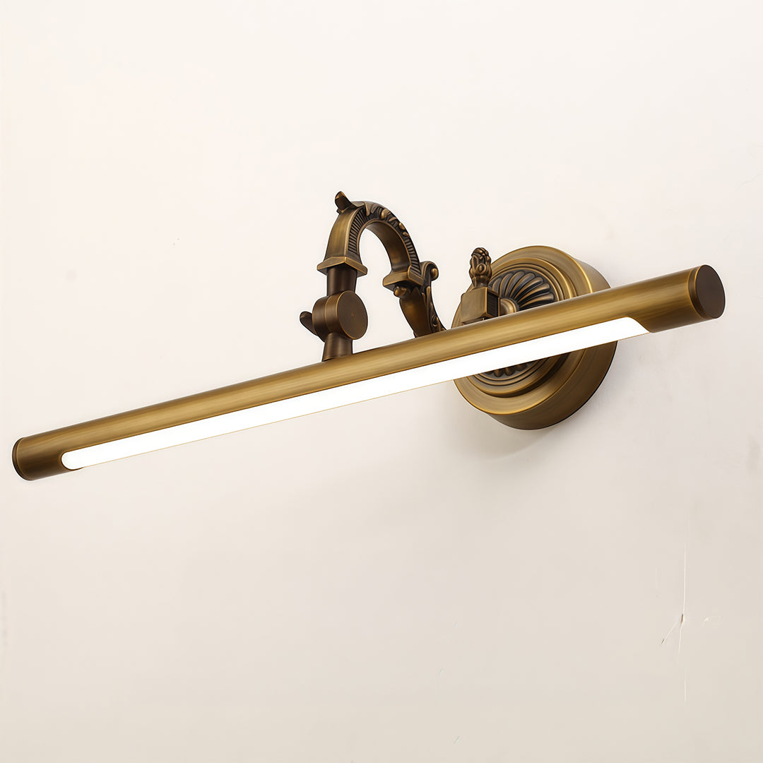 Brass Tube LED Vanity Light Bar — Full Copper, 8W/12W/16W, Dual Color Temperature, 45cm/58cm/75cm
