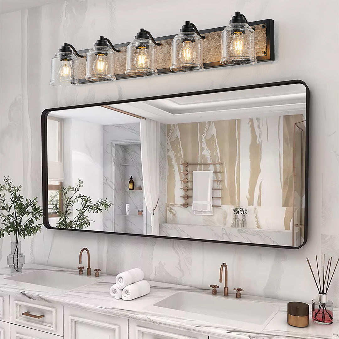 Geometric Linear Multi-Light Vanity Sconce — Iron, Matte Black or White, 3/4/5/6-Light, E26, Hardwired