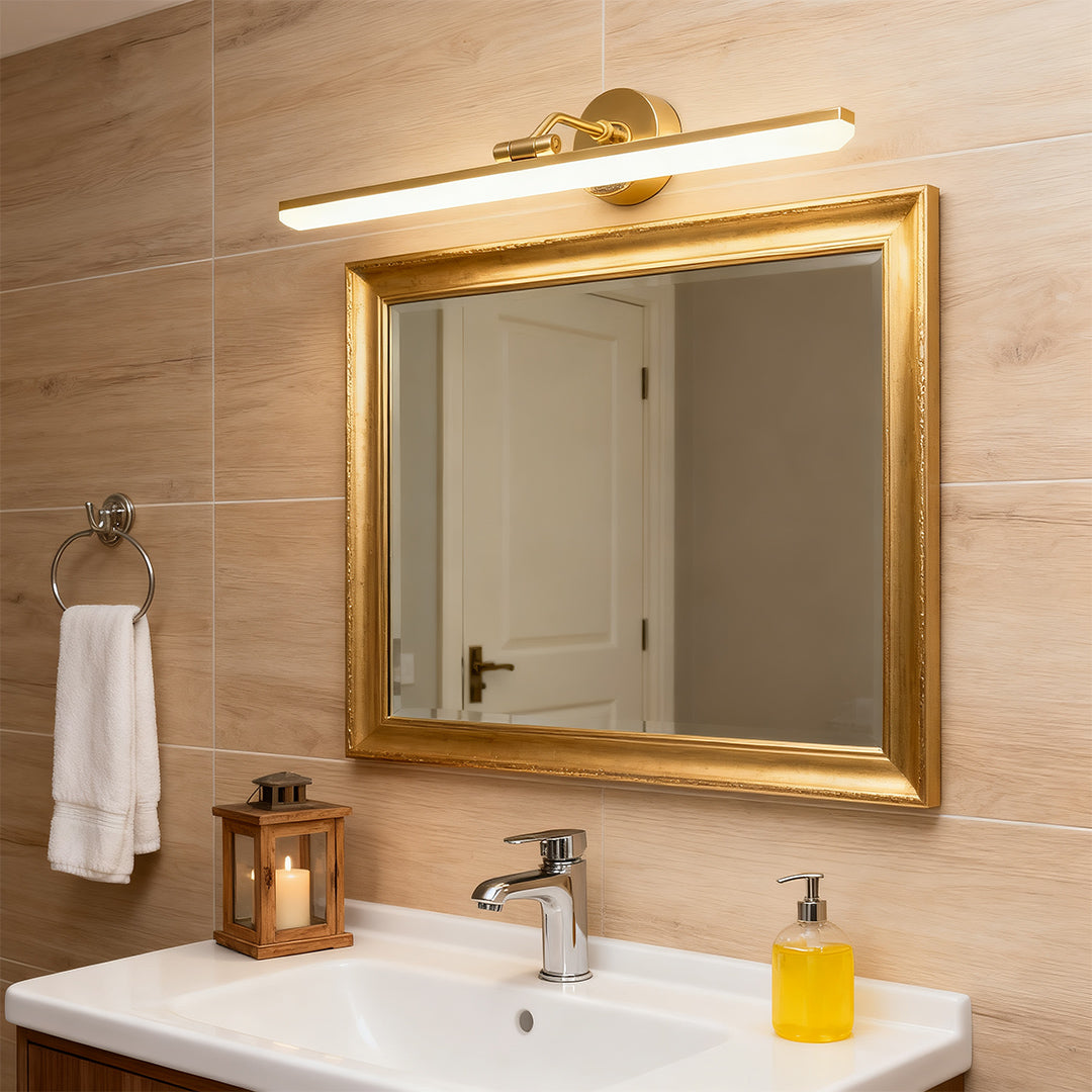 Linear LED Bathroom Vanity Light Bar — Copper, Black or Gold, Three-Color Temperature, Small / Medium / Large